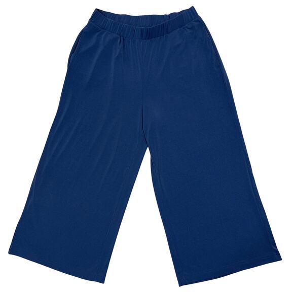 Banana Republic Factory Wide Leg Crop Pants Sz Medium Navy Pull-On Stretch Beach - Picture 1 of 7